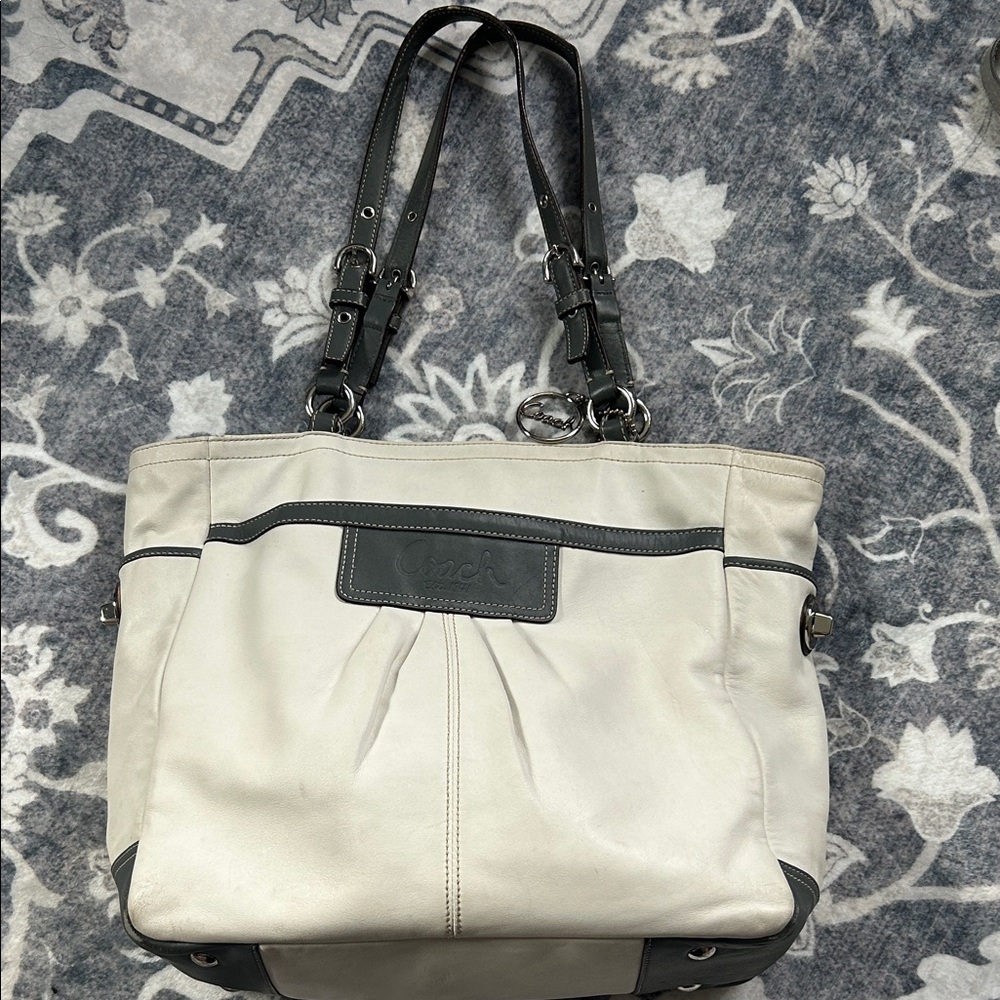 Coach Cream and Black Women's Tote Bag